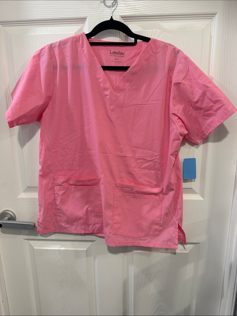 Landau Bright Pink V-Neck Scrub Top